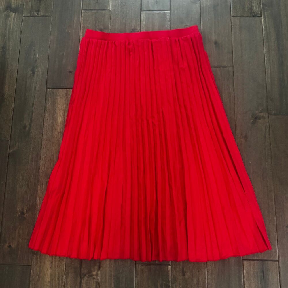 SHEIN Curve Red Pleated Midi Skirt 2XL NWT